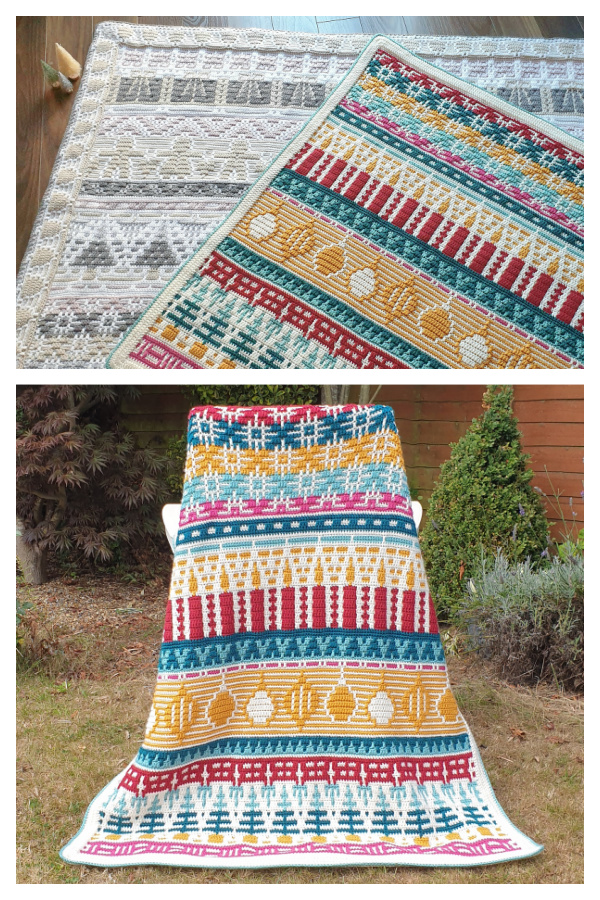 Letitia's Holiday Mosaic Christmas Blanket Crochet Patterns