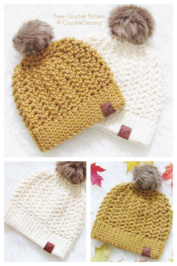 1.5 Hour Chunky Beanie Hat Free Crochet Patterns