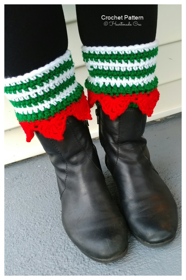 Elf Christmas Holiday Boot Cuffs Crochet Patterns