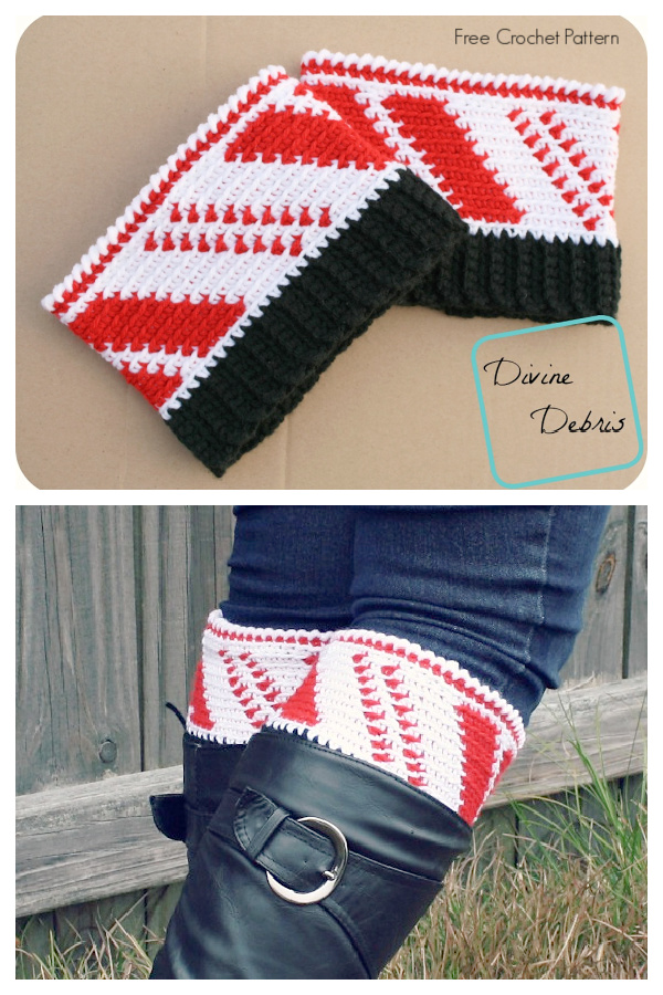 Candy Cane Boot Cuffs Free Crochet Patterns