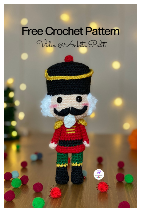 Christmas Crochet Nutcracker Amigurumi Free Pattern + Video