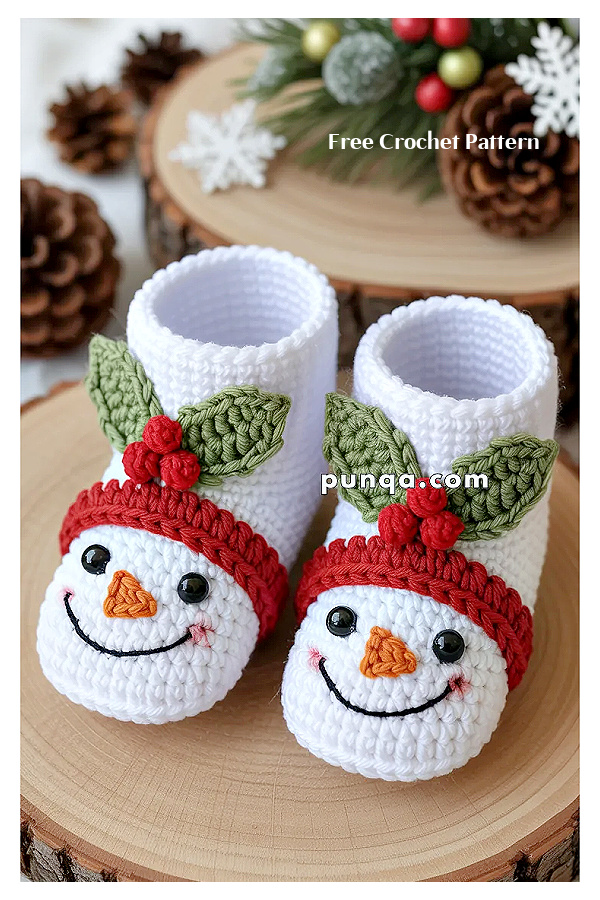 Snowman Baby Booties Free Crochet Patterns