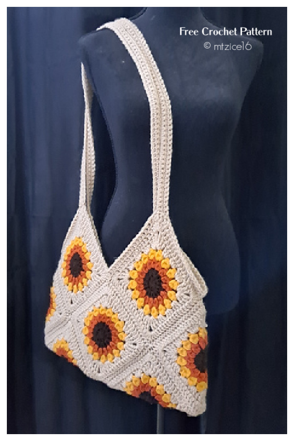 Sunflower Granny Bag Free Crochet Pattern