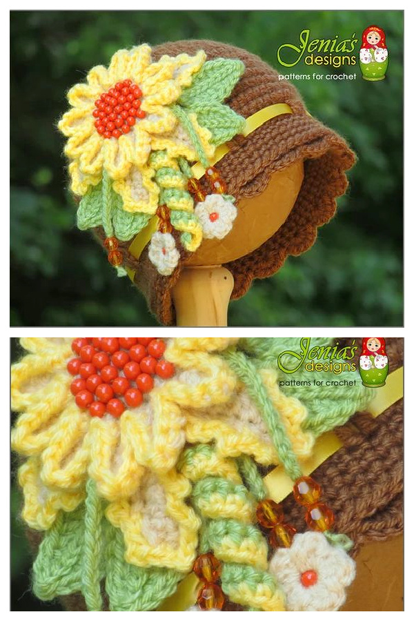 Vintage Sunflower Cloche Hat Crochet Patterns