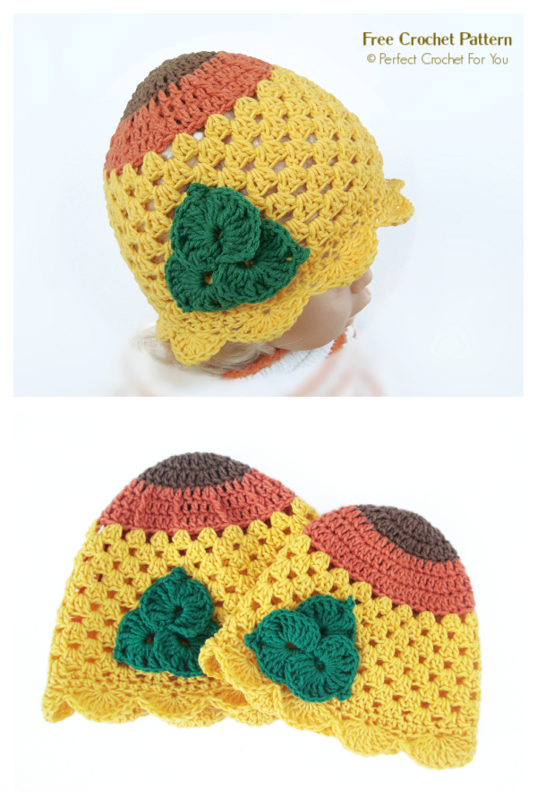 Baby Girls Sunflower Hat Free Crochet Patterns