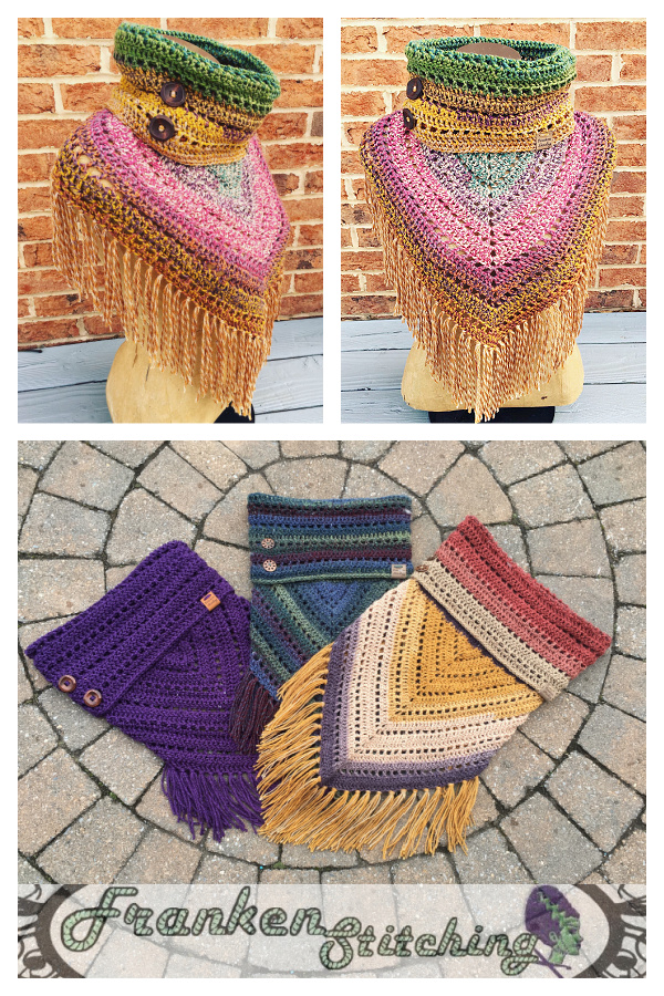 Fold Down Triangle Fringe Cowl Crochet Patterns