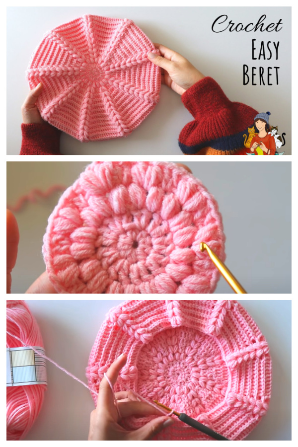 Easy Puff Beret Hat Free Crochet Patterns