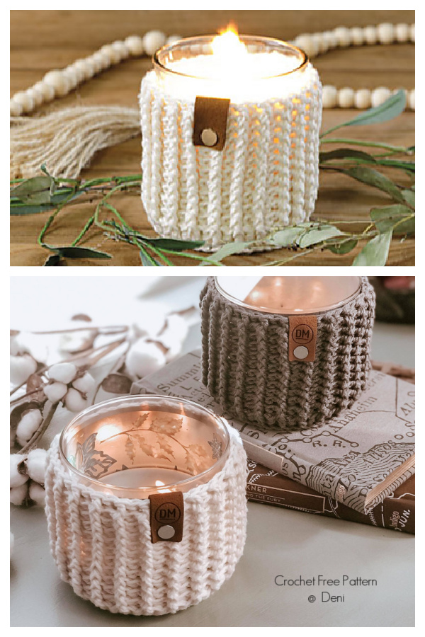 Emmett Ribbed Candle Jar Cozy Free Crochet Patterns