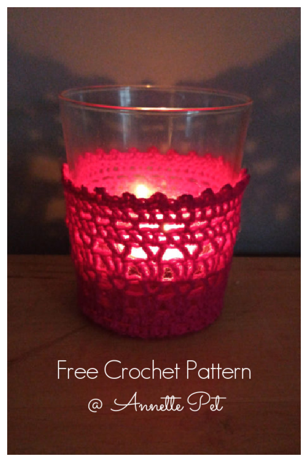 A winter light Candle Jar Cozy Free Crochet Patterns