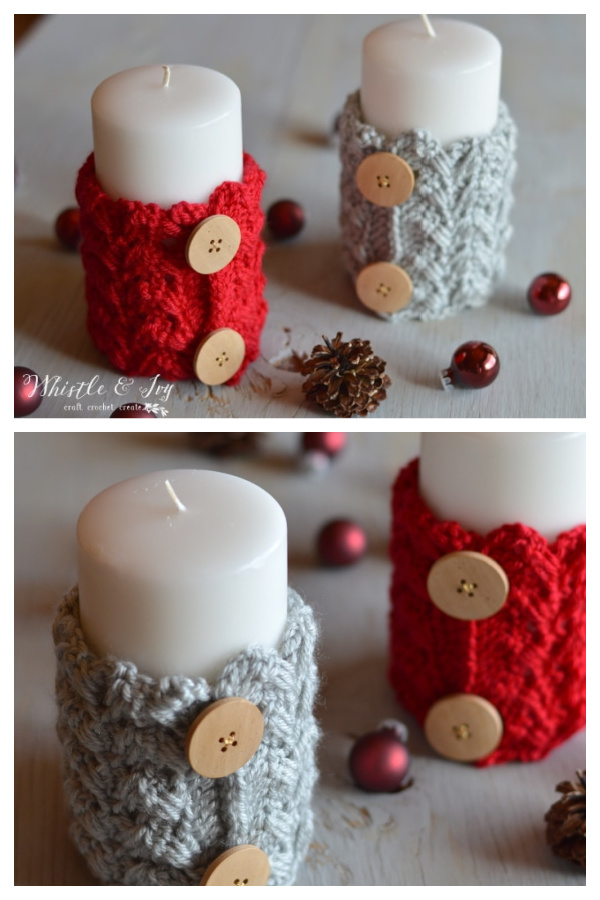Buttoned Candle Cozy Free Crochet Patterns