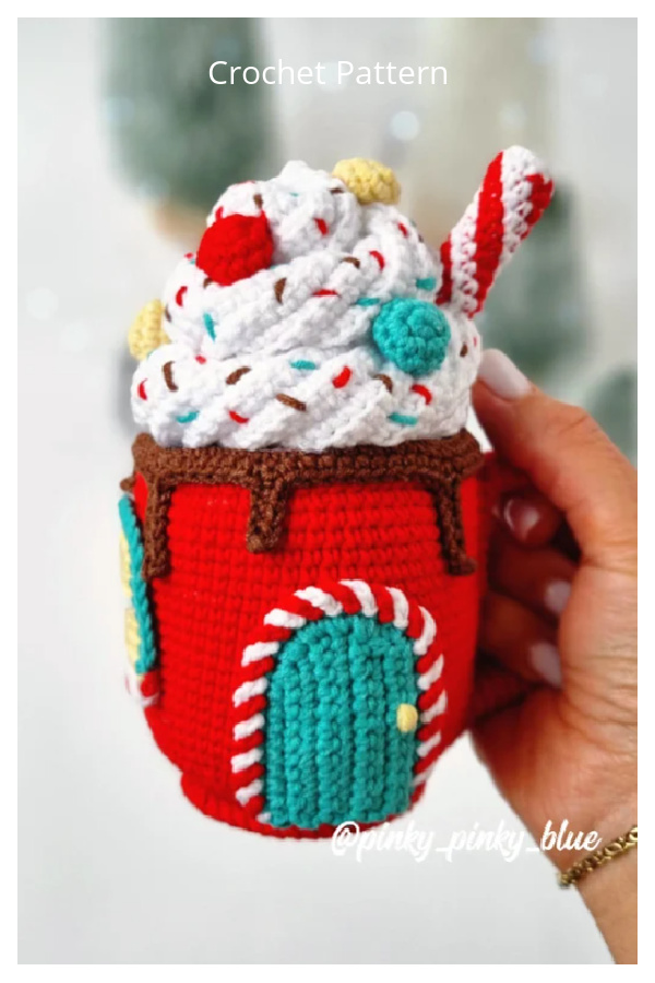 Crochet Christmas Mug House Amigurumi Pattern