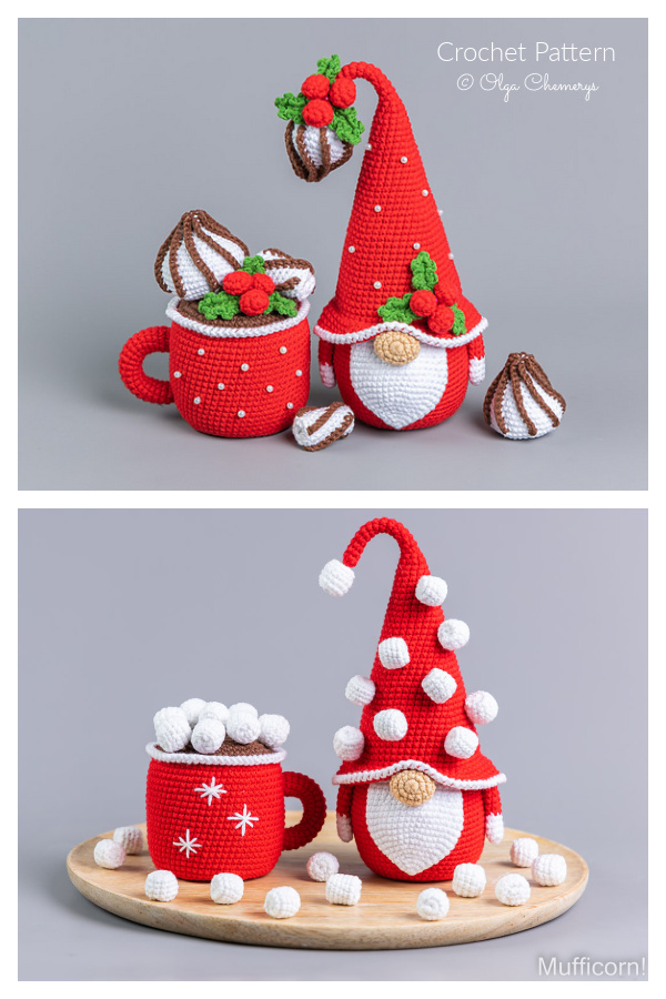 Crochet Christmas Gnome with Mug Amigurumi Pattern