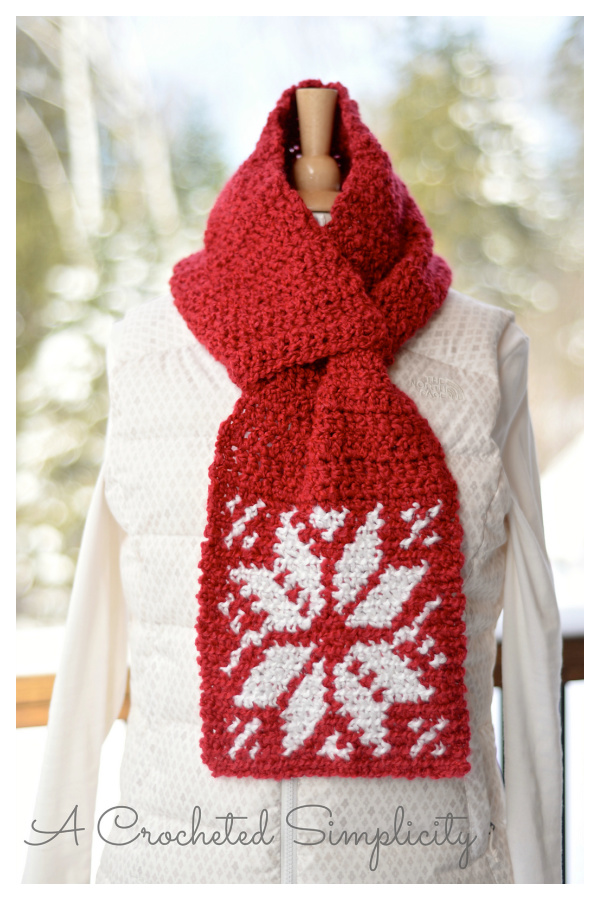 Christmas Snowflake Keyhole Scarf Free Crochet Patterns