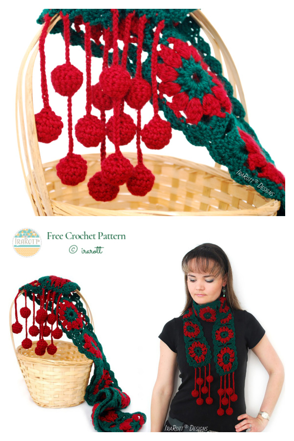 Jingle Bells Christmas Scarf Free Crochet Patterns