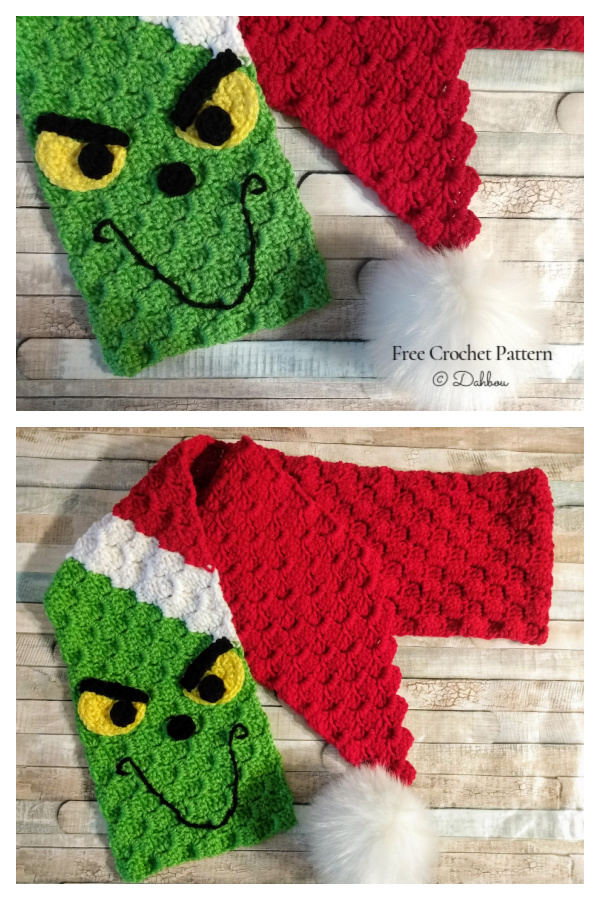 Christmas Grinch C2C Scarf Free Crochet Patterns