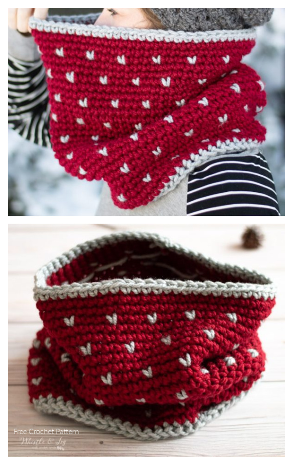 Chunky Snowfall Fair Isle Cowl Free Crochet Patterns