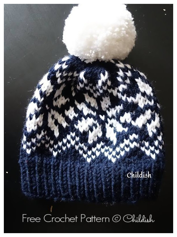 Snowflake Knit Look Hat Free Crochet Patterns