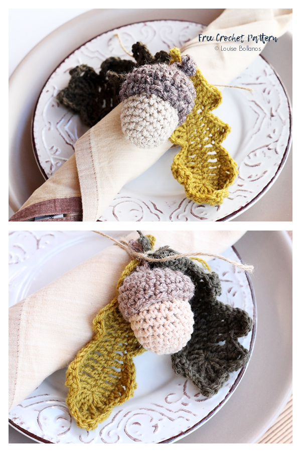 Acorn and Leaf Table Setting Free Crochet Patterns