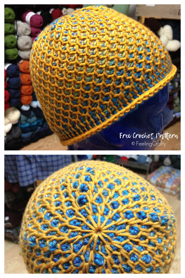 Tunisian Honeycomb Beanie Hat Free Crochet Pattern