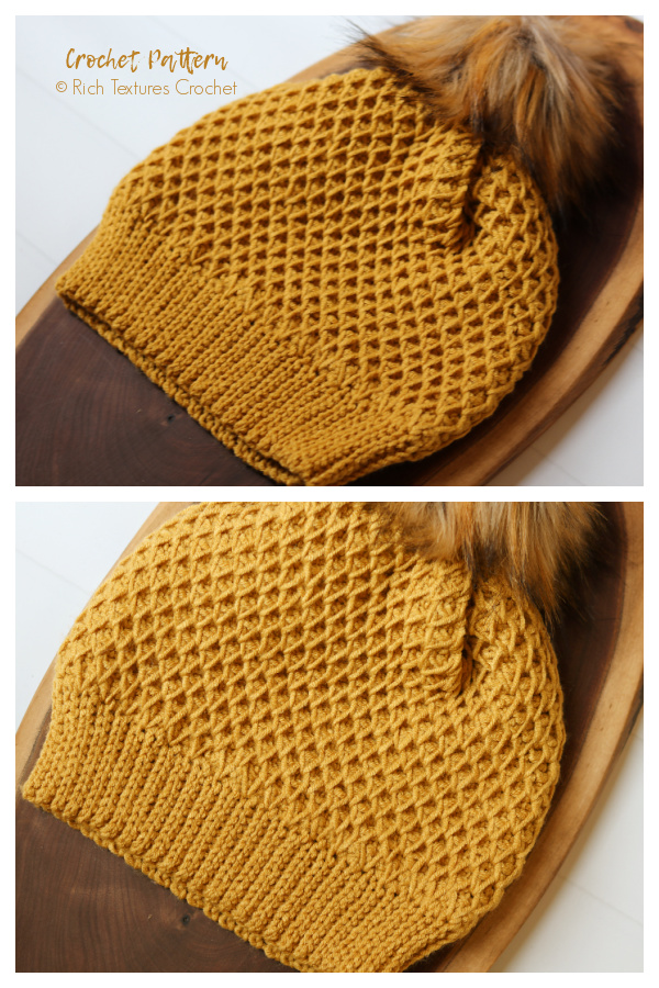 Honeycomb Beanie Hat Crochet Patterns