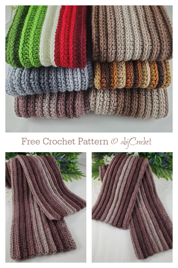 His Classic Ribbed Scarf Free Crochet Patterns