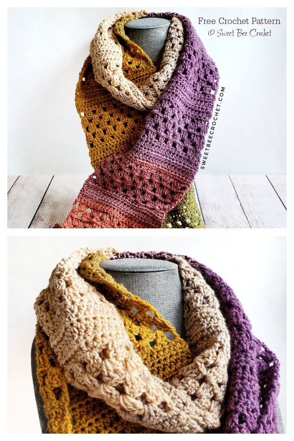 One Skein Granny Rows Scarf Free Crochet Patterns