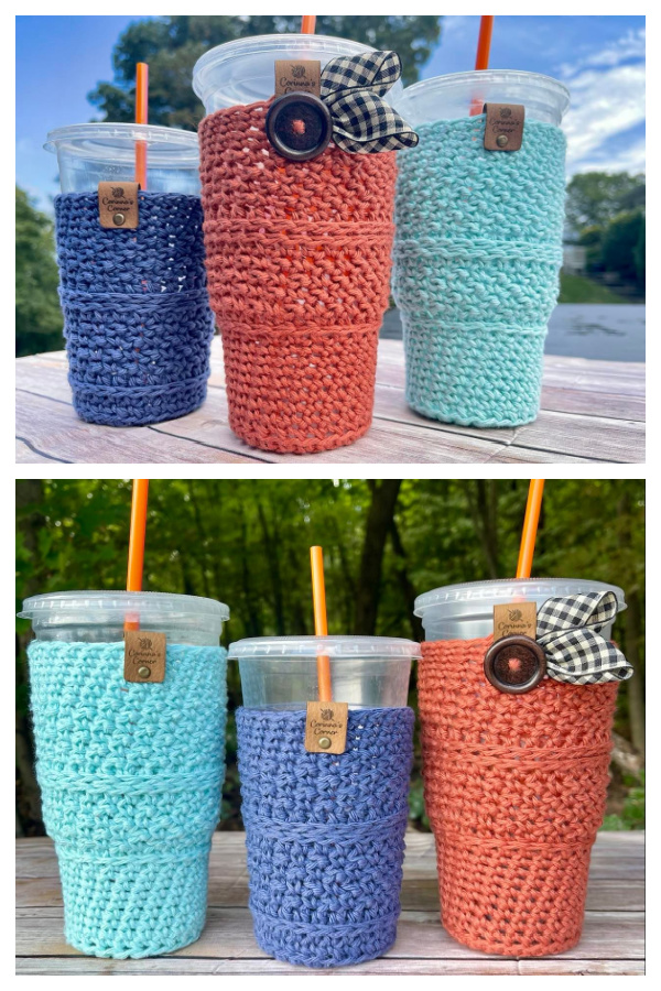 Herringbone Drink Sleeve Free Crochet Patterns