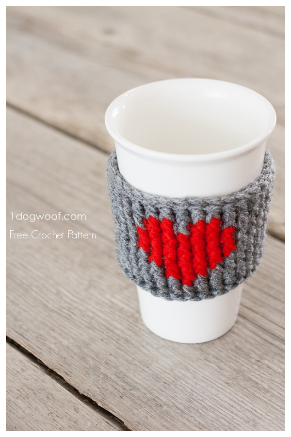 Heart Cup Cozy Free Crochet Patterns