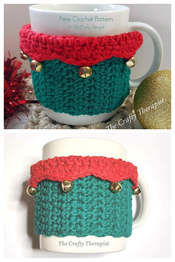 Jingle Bells Cup Cozy Free Crochet Patterns