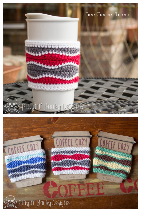 Brain Waves Coffee Cozy Free Crochet Patterns