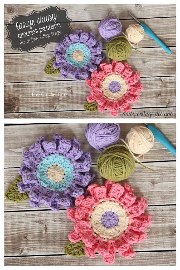 Large Daisy Flower Free Crochet Pattern
