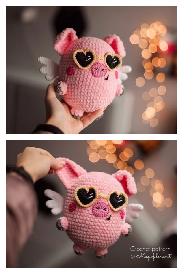 Piggy Heart Valentine's day Decor Amigurumi Crochet Patterns