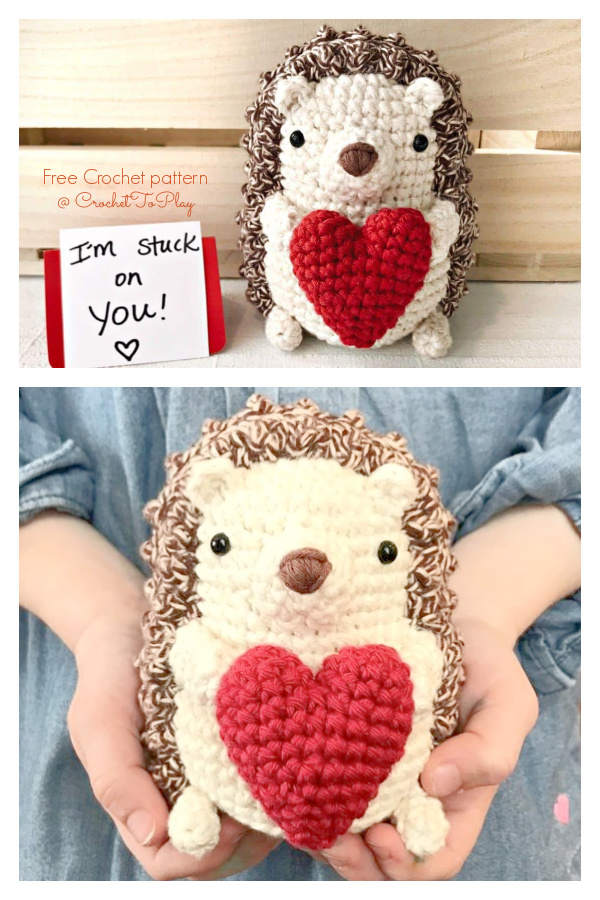 Amigurumi Valentine's Day Hedgehog Free Crochet Patterns
