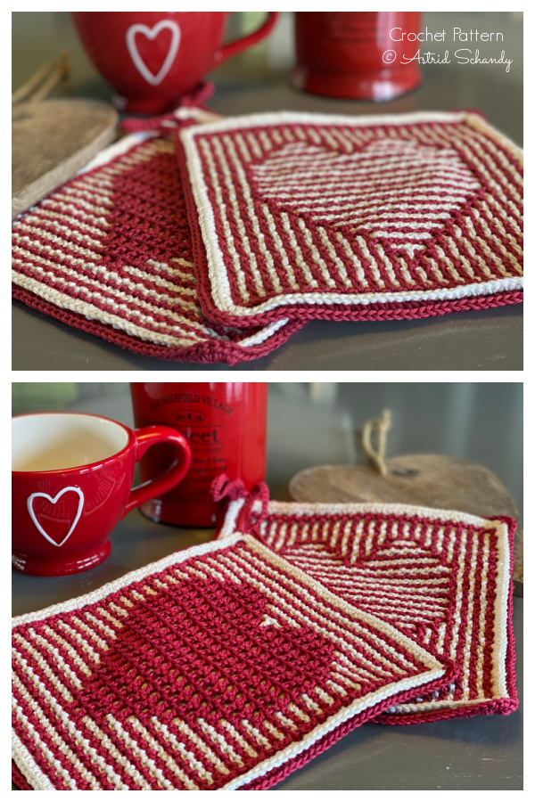 Astrid’s Heart Pot Holder Crochet Patterns