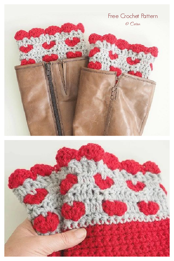 Valentine Sweetheart Boot Cuffs Free Crochet Patterns