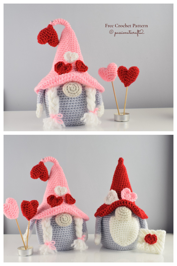 Crochet Valentine’s Gnome Set Amigurumi Free Patterns