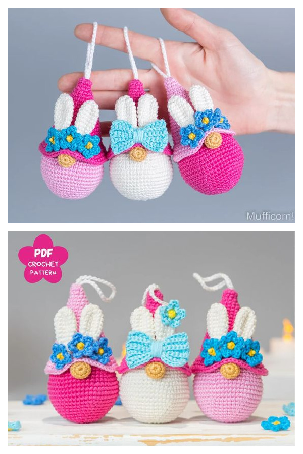 Easter Bunny Gnome keychain Crochet Patterns
