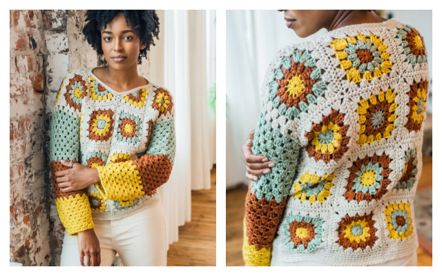 Granny Sweater Pullover Free Crochet Pattern + Video