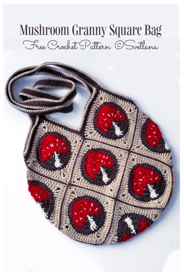 Mushroom Granny Square Bag Free Crochet Patterns