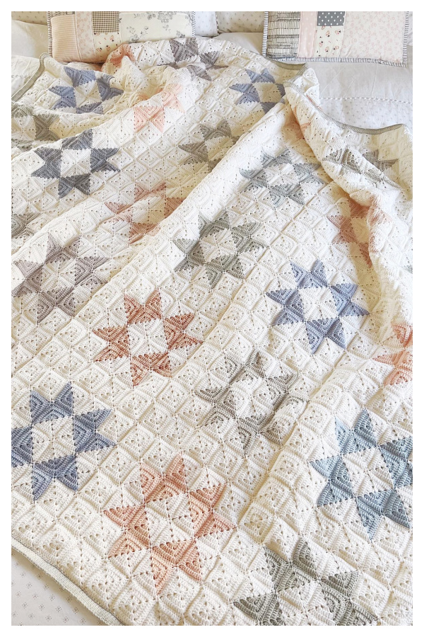 Star Quilt Bedspread Blanket Free Crochet Pattern