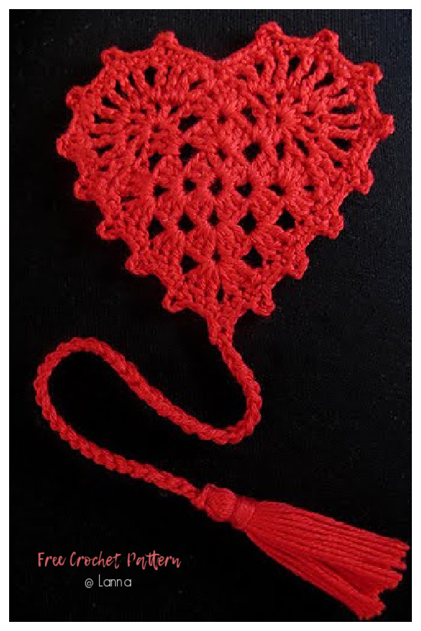 Little Granny Square Heart Bookmark Free Crochet Patterns 