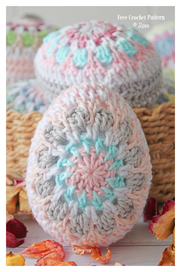 Granny Square Easter Eggs Free Crochet Pattern