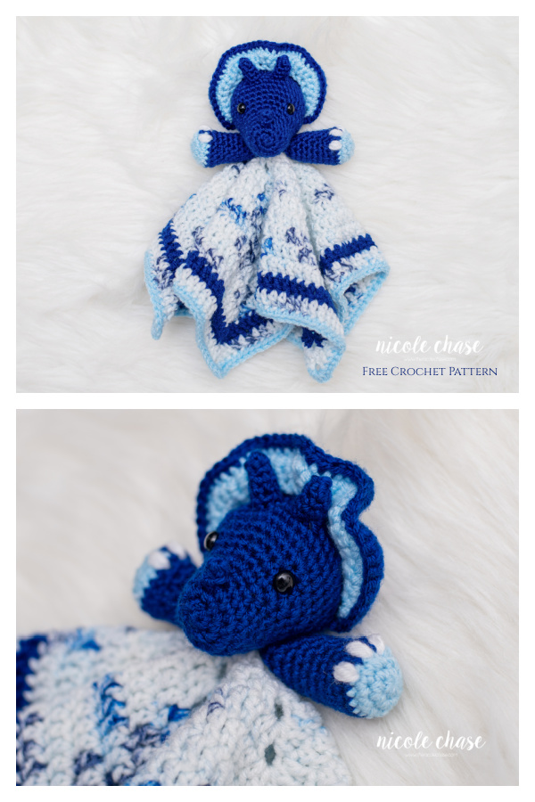 Hug Me Triceratops Lovey Free Crochet Patterns