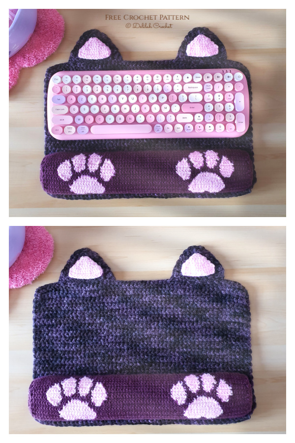 Kitty Keyboard Mat Wrist Rest Free Crochet Pattern