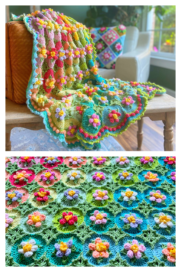 Macaroon Blossom Afghan Crochet Pattern