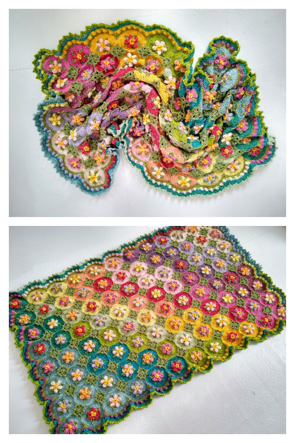Macaroon Blossom Afghan Crochet Pattern