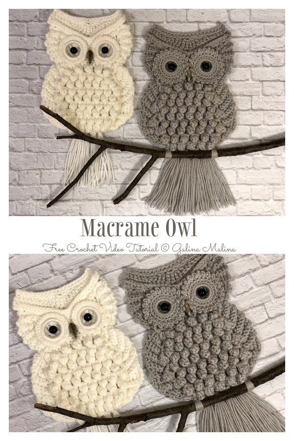 Crochet Macramé Owl Wall Hanging Free Crochet Pattern Video Tutorial