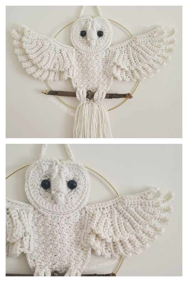 Crochet Macramé Barn Owl Wall Hanging Crochet Pattern