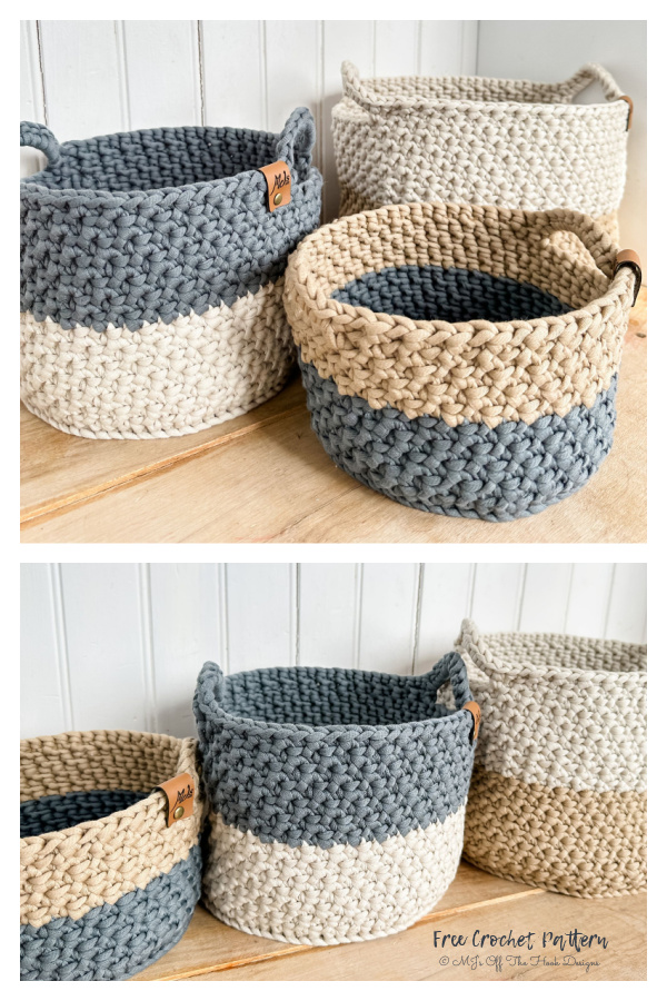 Two-Toned Nesting Baskets Free Crochet Patterns