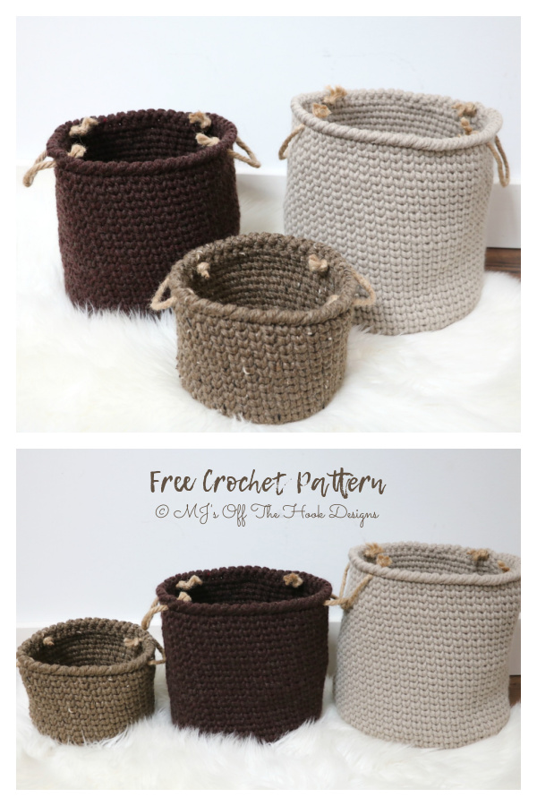 Rustic Farmhouse Nesting Baskets  Free Crochet Patterns